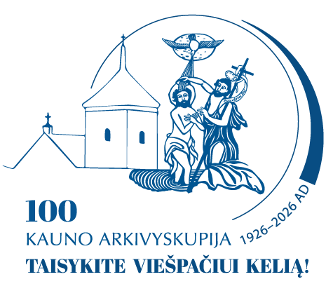 Kauno arkivyskupijai 100. Logo su šūkiu